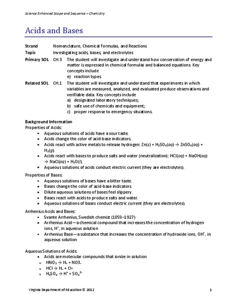 Acids and Bases Lesson Plan