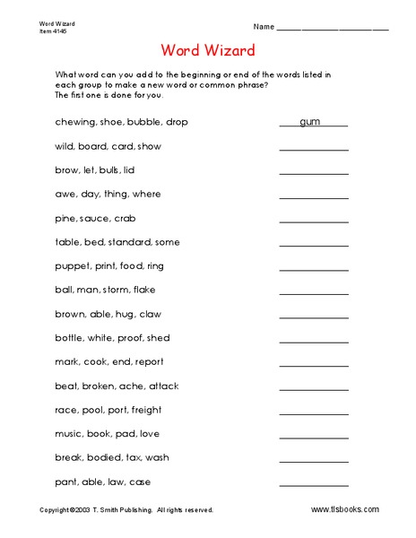 Word Wizard Worksheet