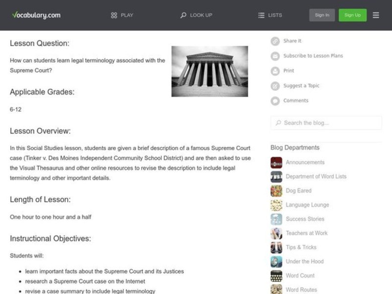 Words That Hold Court Lesson Plan