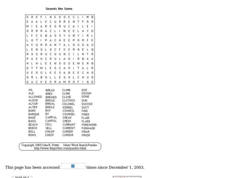 Words That Sound the Same Worksheet