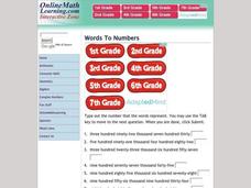 Words to numbers Interactive