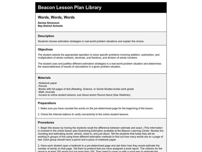 Words, Words, Words Lesson Plan