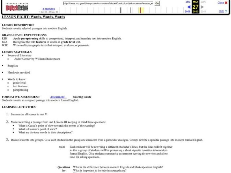 Words, Words, Words Lesson Plan