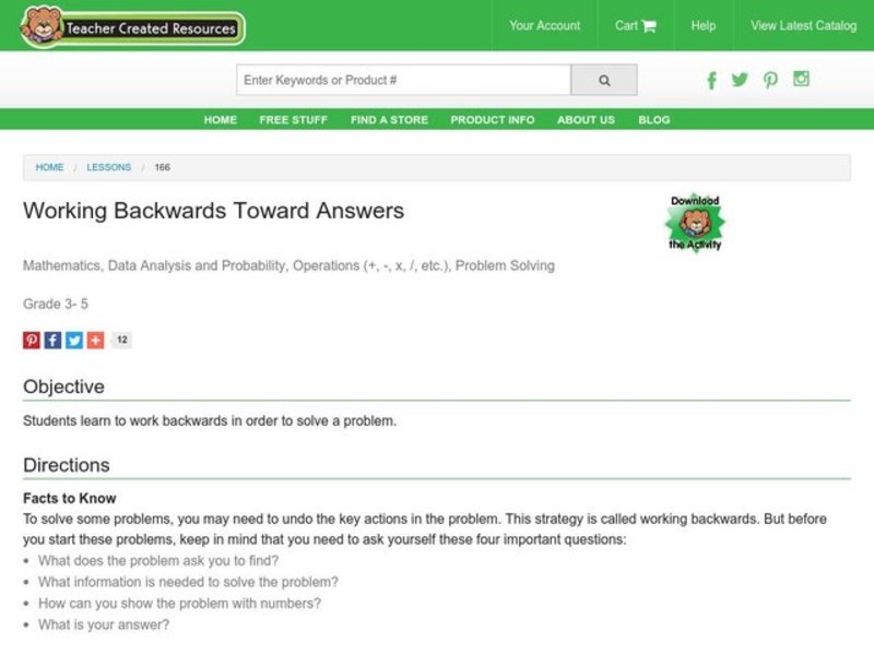 Working Backwards Lesson Plan