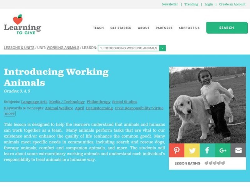 Working Animals Lesson Plan