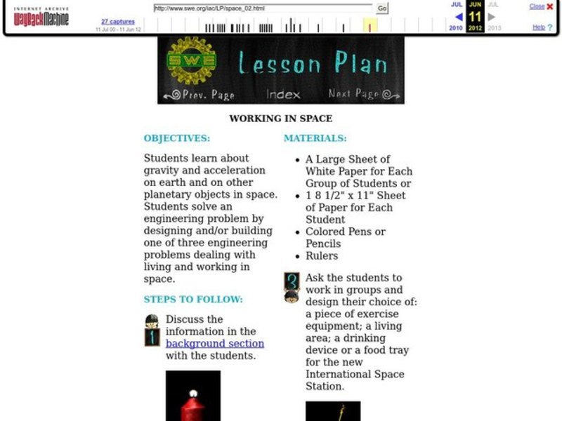 Working in Space Lesson Plan