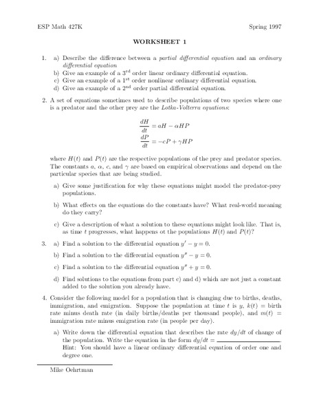 Worksheet 1 Lesson Plan