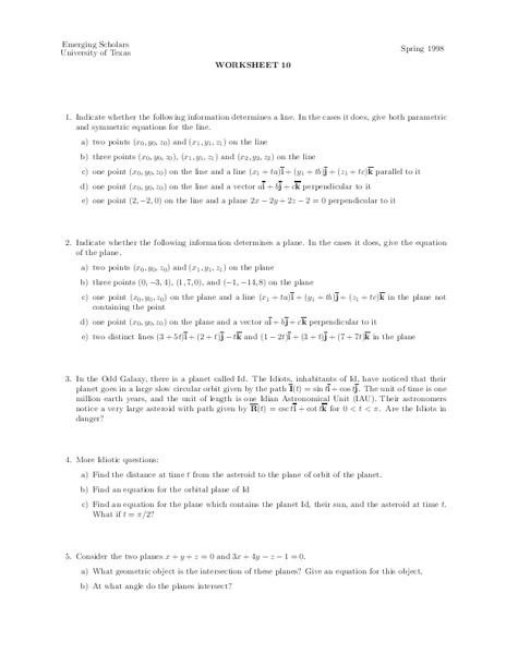 Worksheet 10 Worksheet