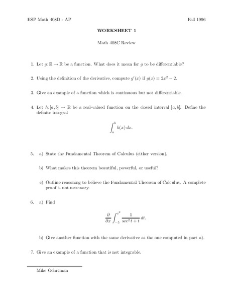 Worksheet 1 Worksheet