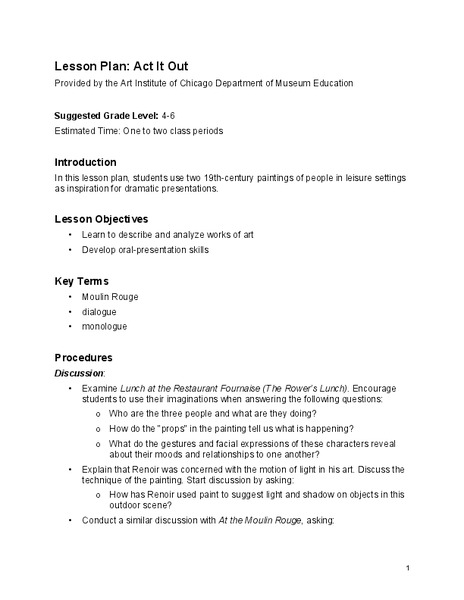 Act It Out Lesson Plan