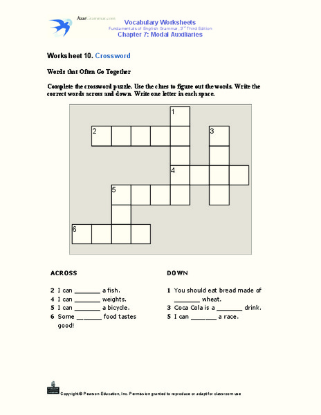 Worksheet 10. Crossword Worksheet