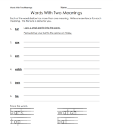 Words With Two Meanings Lesson Plan