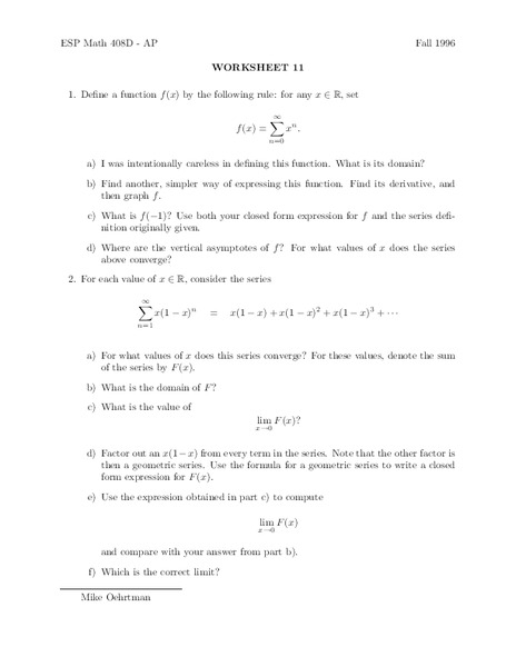 Worksheet 11 Worksheet