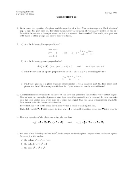 Worksheet 13 Worksheet