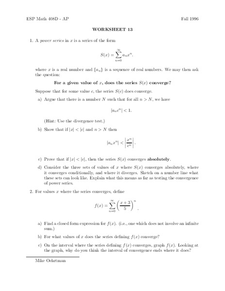 Worksheet 13 Worksheet