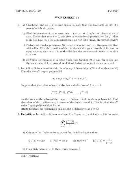 Worksheet 14 Worksheet