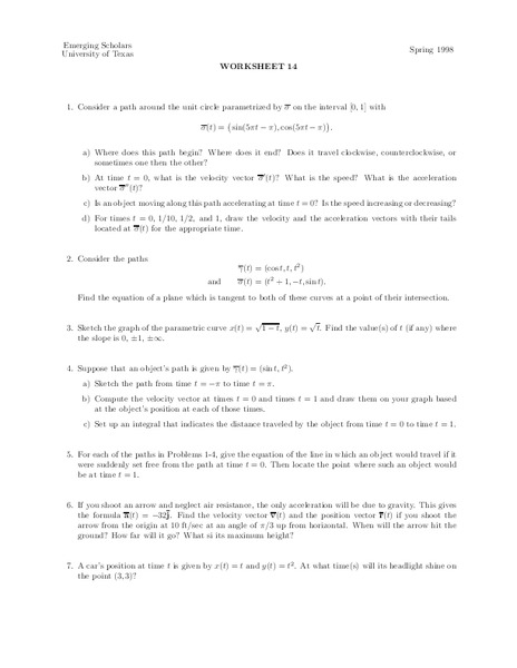 Worksheet 14 Lesson Plan