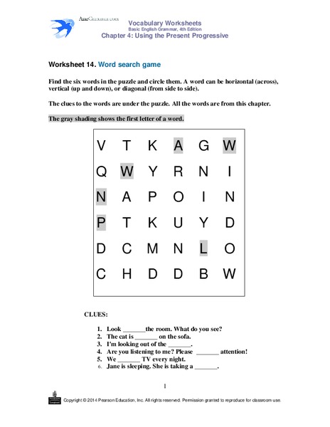 Worksheet 14: Word Search Game Worksheet