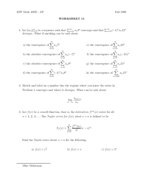 Worksheet 15 Worksheet