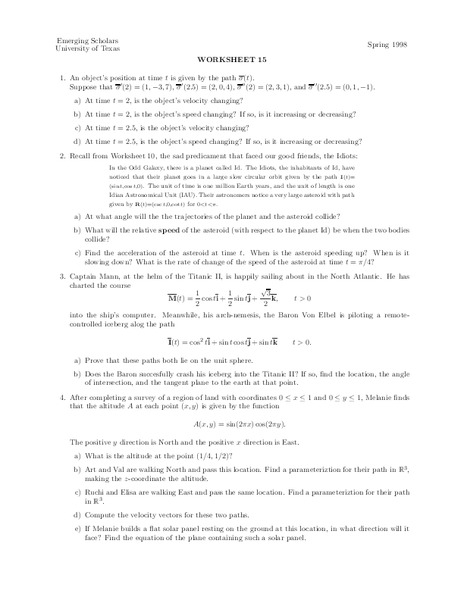 Worksheet 15 Worksheet