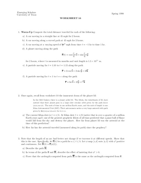 Worksheet 16 Worksheet