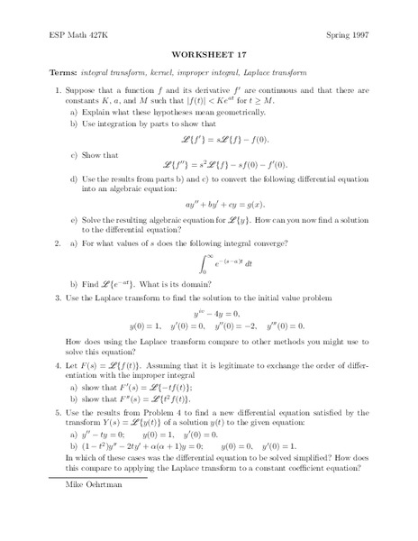 Worksheet 17 Worksheet