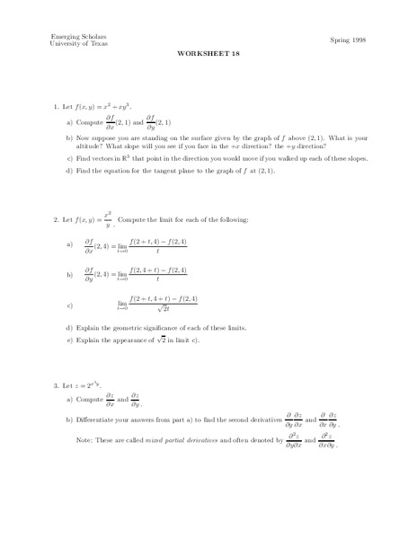 Worksheet 18 Worksheet