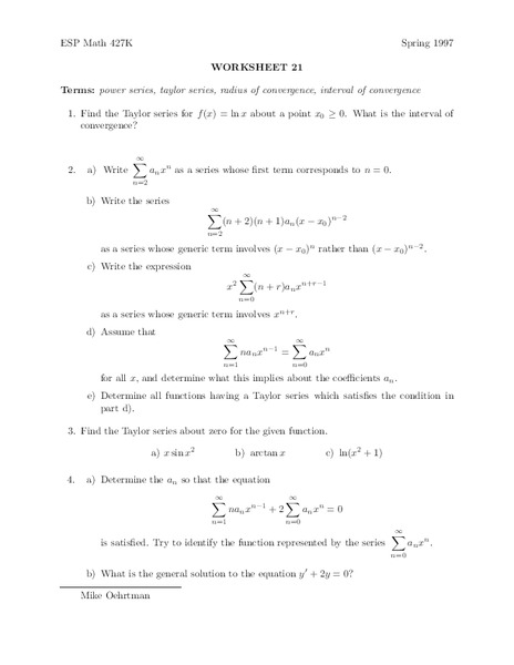 Worksheet 21 Worksheet