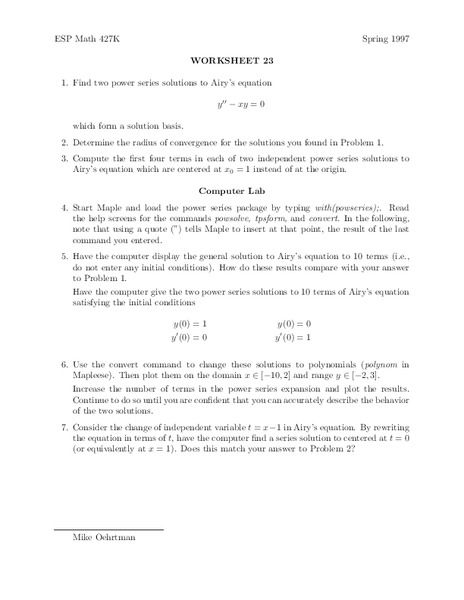 Worksheet 23 Worksheet