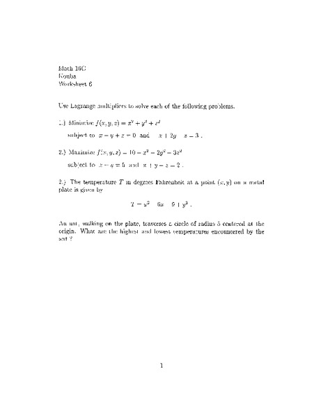 Worksheet 6 Worksheet
