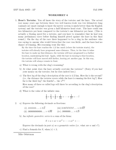 Worksheet 6 Worksheet