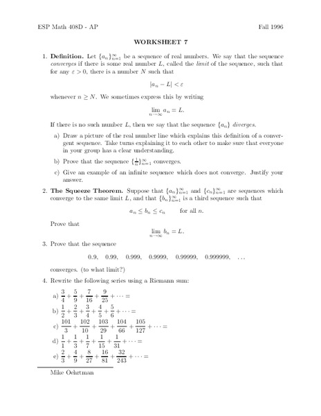 Worksheet 7 Worksheet