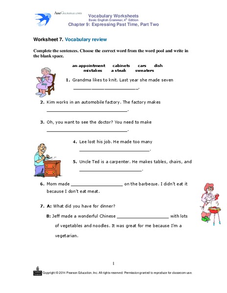 Worksheet 7: Vocabulary Review Worksheet