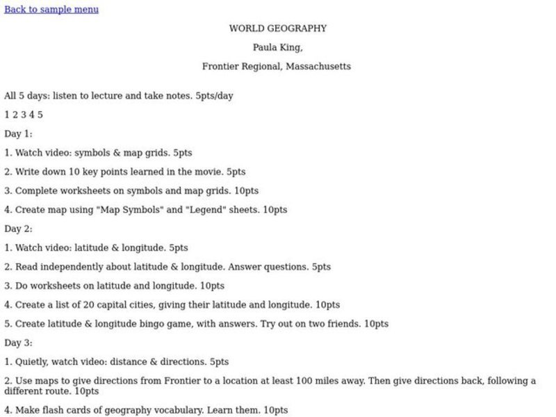 WORLD GEOGRAPHY Lesson Plan