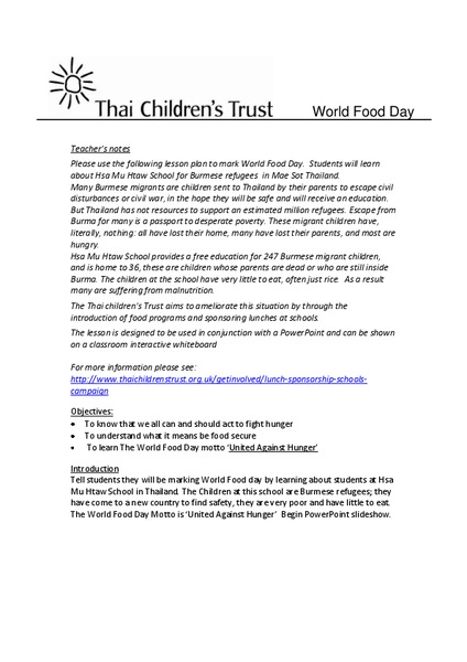 World Food Day Lesson Plan