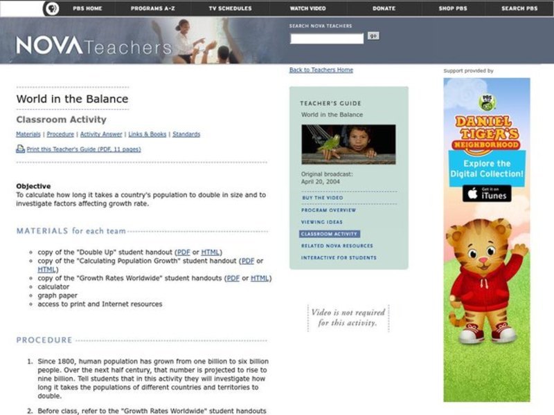 World in the Balance Lesson Plan