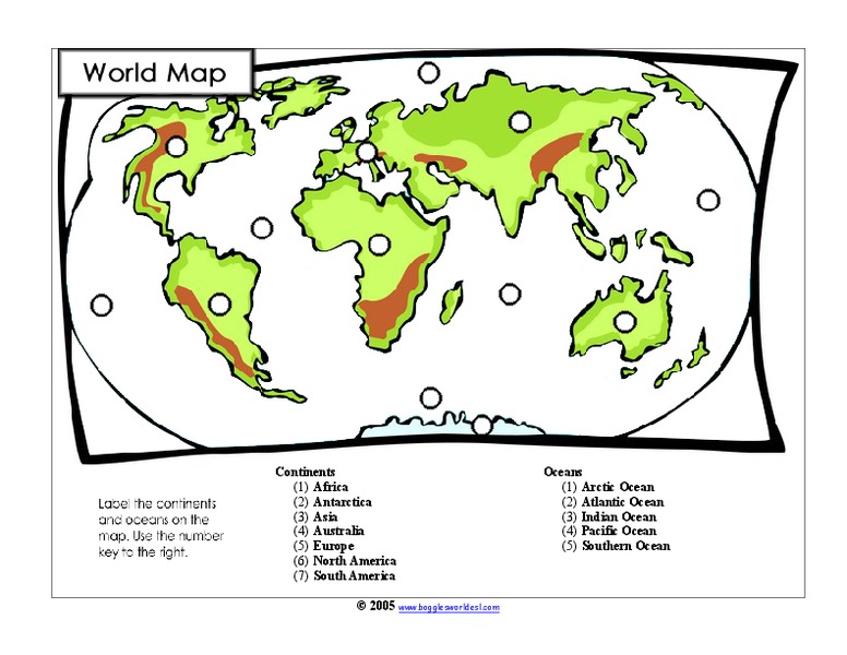 World Map Worksheet