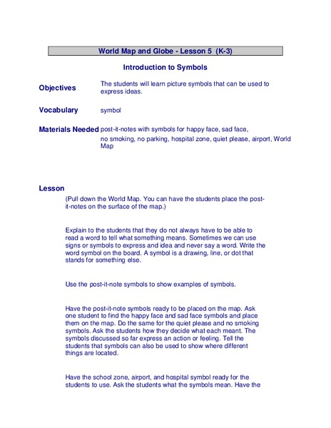 World Map and Globe Lesson Plan