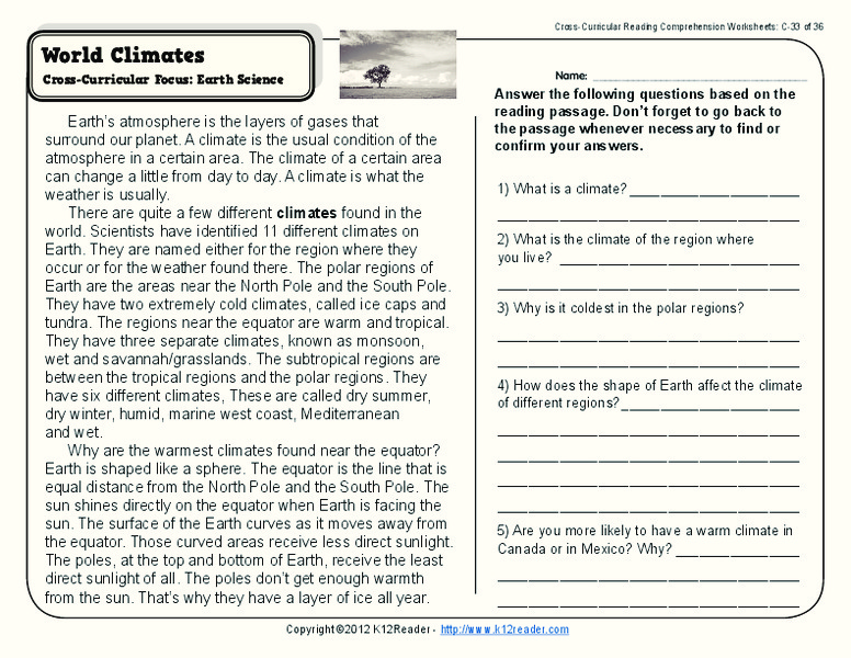 World Climates Worksheet