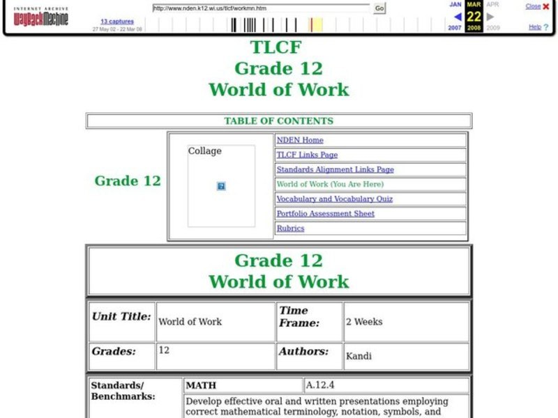 World of Work Lesson Plan