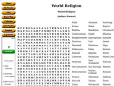 World Religion Word Search Worksheet
