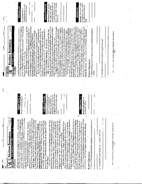 World War I Worksheet