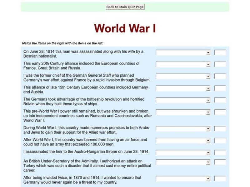 World War I Interactive