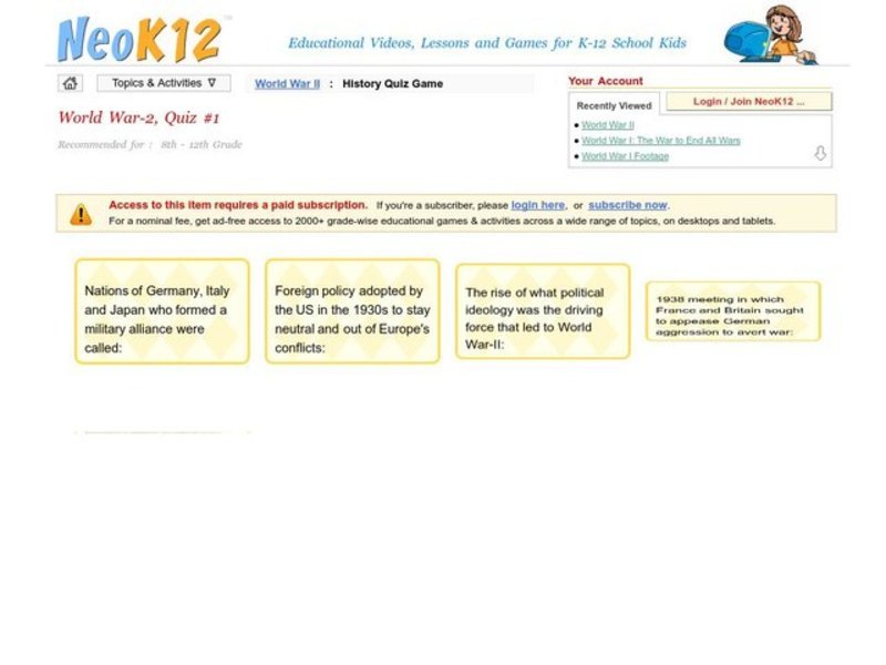 World War II Quiz Interactive