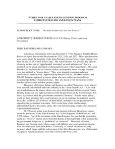 World War II Alien Enemy Control Program Lesson Plan