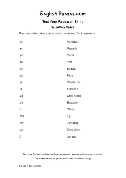 World Wide Web 3 Worksheet