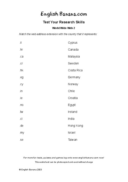 World Wide Web 2 Worksheet