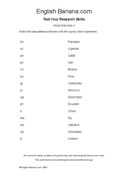 World Wide Web 3 Worksheet