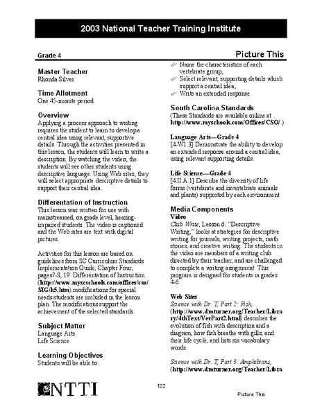 Write a Description Lesson Plan