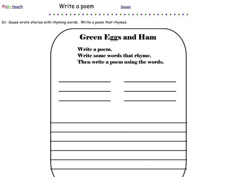 Write a Poem Worksheet